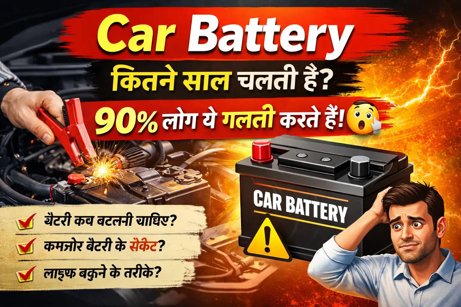 Car Battery कितने साल चलती है – बैटरी लाइफ, खराब होने के संकेत और बचाने के तरीके हिंदी में